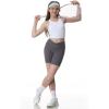 Ewedoos Girls Tank Tops Double Lined Crop Tops for Kids Sleeveless High Neck Racerback Dance Tops for Girls Athletic(White)