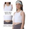 Ewedoos Girls Tank Tops Double Lined Crop Tops for Kids Sleeveless High Neck Racerback Dance Tops for Girls Athletic(White)