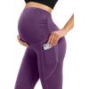 Ewedoos Maternity Leggings Shirred Side Pregnancy Leggings for Women Buttery Soft Maternity Yoga Pants with Pockets(Spacedye Mauve)