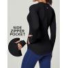 Ewedoos Thermal Shirts for Women Zipper Pocket Fleece Lined Long Sleeve Workout Tops Compression Running Hiking Ski Gear(Black)