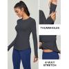 Ewedoos Thermal Shirts for Women Zipper Pocket Fleece Lined Long Sleeve Workout Tops Compression Running Hiking Ski Gear(Grey)