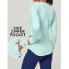 Ewedoos Thermal Shirts for Women Zipper Pocket Fleece Lined Long Sleeve Workout Tops Compression Running Hiking Ski Gear(Light Green)