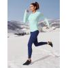 Ewedoos Thermal Shirts for Women Zipper Pocket Fleece Lined Long Sleeve Workout Tops Compression Running Hiking Ski Gear(Light Green)