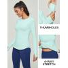 Ewedoos Thermal Shirts for Women Zipper Pocket Fleece Lined Long Sleeve Workout Tops Compression Running Hiking Ski Gear(Light Green)