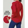 Ewedoos Thermal Shirts for Women Zipper Pocket Fleece Lined Long Sleeve Workout Tops Compression Running Hiking Ski Gear(Red)