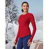 Ewedoos Thermal Shirts for Women Zipper Pocket Fleece Lined Long Sleeve Workout Tops Compression Running Hiking Ski Gear(Red)