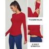 Ewedoos Thermal Shirts for Women Zipper Pocket Fleece Lined Long Sleeve Workout Tops Compression Running Hiking Ski Gear(Red)