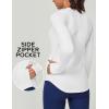Ewedoos Thermal Shirts for Women Zipper Pocket Fleece Lined Long Sleeve Workout Tops Compression Running Hiking Ski Gear(White)