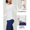 Ewedoos Thermal Shirts for Women Zipper Pocket Fleece Lined Long Sleeve Workout Tops Compression Running Hiking Ski Gear(White)