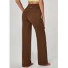 Ewedoos Wide Leg Yoga Pants for Women with Pockets Stretchy Work Dress Pants High Waisted Sweatpants Casual(Brown)