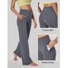 Ewedoos Wide Leg Yoga Pants for Women with Pockets Stretchy Work Dress Pants High Waisted Sweatpants Casual(Gray)