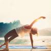 Ewedoos Yoga Towel Mat Towel with Anchor Fit Corners Non Slip Towel for Hot Yoga, Pilates, Workout, Camping(Blue & White Tie Dye)