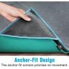 Ewedoos Yoga Towel Mat Towel with Anchor Fit Corners Non Slip Towel for Hot Yoga, Pilates, Workout, Camping(Gray / Blue Trim)