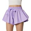 Ewedoos 2 in 1 Flowy Shorts Girls Butterfly Athletic Shorts Size 10-12 Cute Preppy Trendy Shorts Skirt for Teen Girls(Purple)