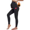 Ewedoos Fleece Lined Maternity Leggings with Pockets Shirred Sides Warm Pregnancy Leggings Over The Belly Thermal Yoga Pants(Black)