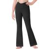 Ewedoos Girls Flare Leggings Crossover with Pocket Preppy Clothes Leggings for Girls Yoga Pants Dance Casual Uniform(Black)