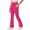 Ewedoos Girl’s Fleece Lined Flare Leggings with Pockets Cute Preppy Clothes for Girls Yoga Pants Bell Bottoms(Hot Pink)