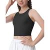 Ewedoos Girls Tank Tops Double Lined Crop Tops for Kids Sleeveless High Neck Racerback Dance Tops for Girls Athletic(Black)
