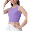 Ewedoos Girls Tank Tops Double Lined Crop Tops for Kids Sleeveless High Neck Racerback Dance Tops for Girls Athletic(Lavender)