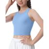 Ewedoos Girls Tank Tops Double Lined Crop Tops for Kids Sleeveless High Neck Racerback Dance Tops for Girls Athletic(Light Blue)
