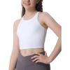 Ewedoos Girls Tank Tops Double Lined Crop Tops for Kids Sleeveless High Neck Racerback Dance Tops for Girls Athletic(White)