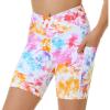 Ewedoos Girls Volleyball Athletic Shorts with Pockets – Preppy Spandex Dance Shorts for Teen Girls(Flower Tie Dye)