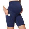 Ewedoos Maternity Biker Shorts with Pockets Buttery Soft Maternity Shorts Over Belly Pregnancy Shorts Active Yogs Short(Shorts-navy Blue)