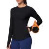 Ewedoos Thermal Shirts for Women Zipper Pocket Fleece Lined Long Sleeve Workout Tops Compression Running Hiking Ski Gear(Black)