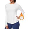Ewedoos Thermal Shirts for Women Zipper Pocket Fleece Lined Long Sleeve Workout Tops Compression Running Hiking Ski Gear(White)