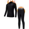 Ewedoos Thermal Underwear Set for Kids Thermals Top and Bottom Set Boys Long Johns Base Layer Thermal Set(Black)
