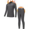 Ewedoos Thermal Underwear Set for Kids Thermals Top and Bottom Set Boys Long Johns Base Layer Thermal Set(Grey)