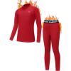 Ewedoos Thermal Underwear Set for Kids Thermals Top and Bottom Set Boys Long Johns Base Layer Thermal Set(Rose Red)