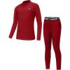 Ewedoos Thermal Underwear Set for Kids Thermals Top and Bottom Set Boys Long Johns Base Layer Thermal Set(Volcanic Red)
