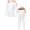 Ewedoos Thermal Underwear Set for Kids Thermals Top and Bottom Set Boys Long Johns Base Layer Thermal Set(White)