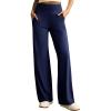 Ewedoos Wide Leg Yoga Pants for Women with Pockets Stretchy Work Dress Pants High Waisted Sweatpants Casual(Blue)