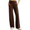 Ewedoos Wide Leg Yoga Pants for Women with Pockets Stretchy Work Dress Pants High Waisted Sweatpants Casual(Brown)
