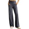 Ewedoos Wide Leg Yoga Pants for Women with Pockets Stretchy Work Dress Pants High Waisted Sweatpants Casual(Gray)