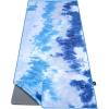 Ewedoos Yoga Towel Mat Towel with Anchor Fit Corners Non Slip Towel for Hot Yoga, Pilates, Workout, Camping(Blue & White Tie Dye)