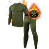 Ewedoos Long Johns for Men Comfortable Fit Mens Thermal Underwear Fleece Lined Top and Bottom Set with Pockets for Winter(Dark Green)