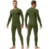 Ewedoos Long Johns for Men Comfortable Fit Mens Thermal Underwear Fleece Lined Top and Bottom Set with Pockets for Winter(Dark Green)