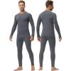 Ewedoos Long Johns for Men Comfortable Fit Mens Thermal Underwear Fleece Lined Top and Bottom Set with Pockets for Winter(Gray)