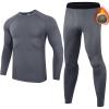 Ewedoos Long Johns for Men Comfortable Fit Mens Thermal Underwear Fleece Lined Top and Bottom Set with Pockets for Winter(Gray)