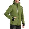 Ewedoos Wind-Stopping DWR Ski Jacket for Men Winter Snow Jacket With Detachable Hood Snowboard Winter Coats(Dark Green)