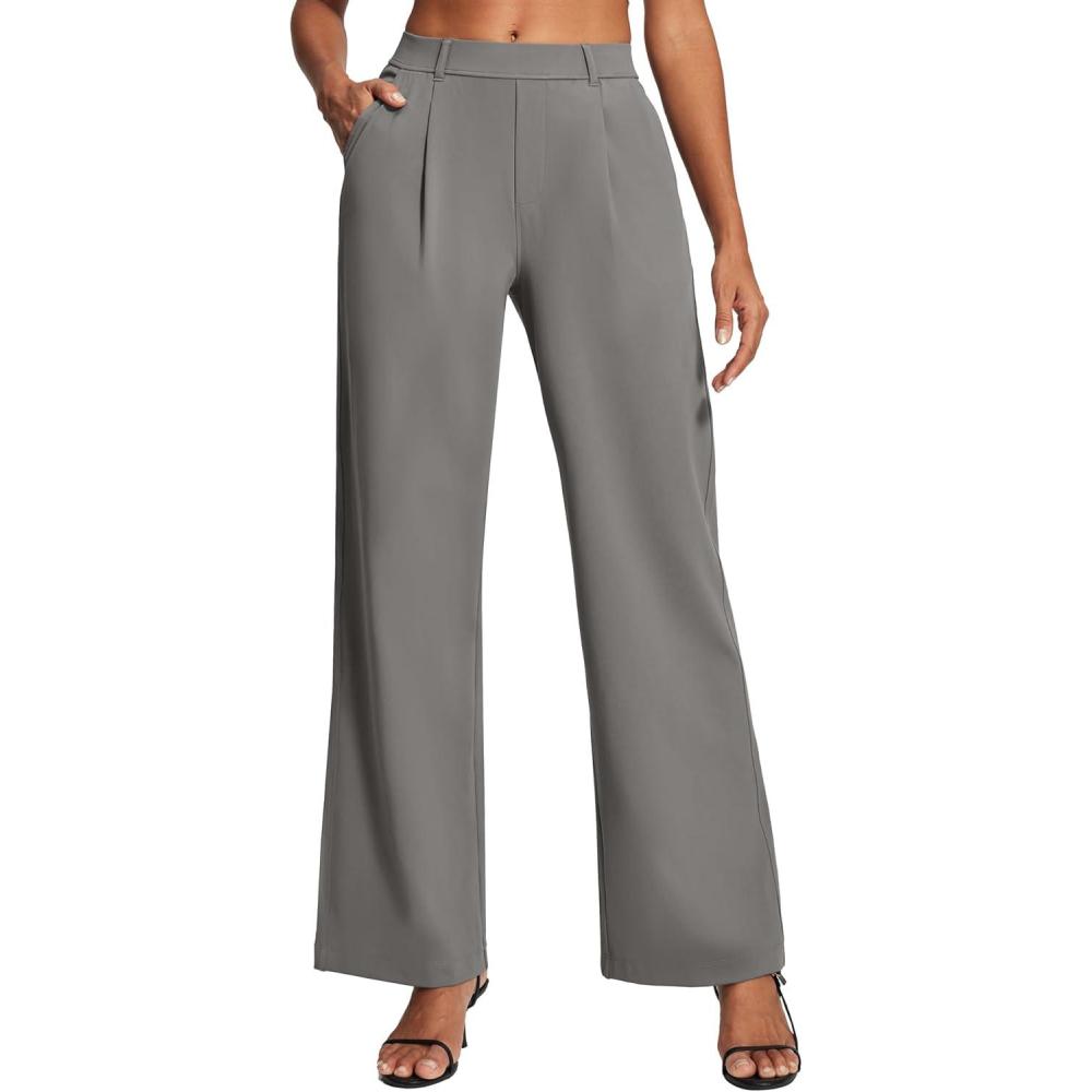 imageEwedoos Womens Dress Pants Wide Leg Stretchy Work Pants Women Pull On Business Casual Trousers Slacks for WomenSilentstormregular