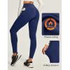 Ewedoos Fleece Lined Leggings Women Tummy Control with Pockets No Front Seam Warm Thermal Leggings Winter Running Yoga Pants(Navy Blue)