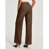 Ewedoos Women Wide Leg Stretchy Dress Pants High Waisted Work Pants Pull on Business Casual Outfits Slacks Office Trousers(Brown-regular)