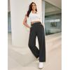 Ewedoos Womens Dress Pants Wide Leg Stretchy Work Pants Women Pull On Business Casual Trousers Slacks for Women(Black-regular)