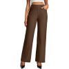 Ewedoos Women Wide Leg Stretchy Dress Pants High Waisted Work Pants Pull on Business Casual Outfits Slacks Office Trousers(Brown-regular)