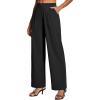 Ewedoos Womens Dress Pants Wide Leg Stretchy Work Pants Women Pull On Business Casual Trousers Slacks for Women(Black-petite)