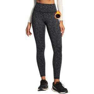 Ewedoos Fleece Lined Leggings Women Tummy Control with Pockets No Front Seam Warm Thermal Leggings Winter Running Yoga Pants(Charcoal)